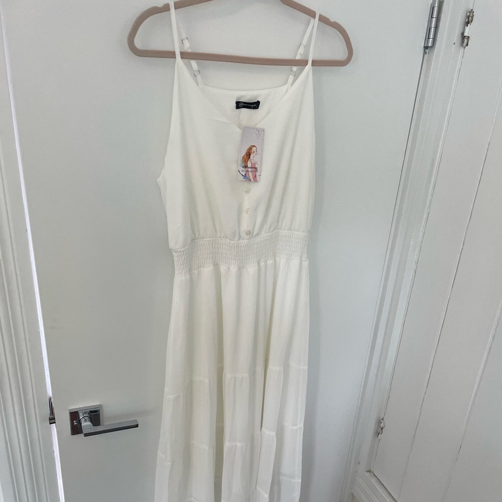 White Chiffon Tiered Dress